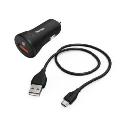 Hama Auto-opladerset Micro USB 3A Oplader QC3.0 + Micro-USB-Kabel 1,5m,zwart