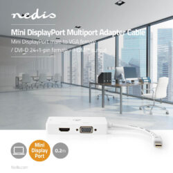 Nedis CCGP37466WT02 Mini-displayport Multipoort-adapterkabel Mini-displayport Male - Vga Female + Dvi-d 24+1-pins Female + Hdmi™ 2.0-uitgang 0,2 M Wit