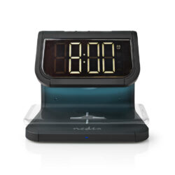 Nedis WCACQ10W1BK Wekker Draadloze Lader Qi-gecertificeerd Meerkleurige Nachtlamp Zwart