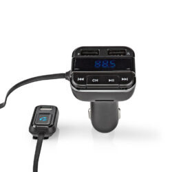 Nedis CATR123BK Fm-zender Voor In De Auto Bluetooth® Pro-microfoon Ruisonderdrukking Microsd-kaartopening Handsfree Bellen Spraakbediening 2x Usb
