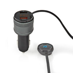 Nedis CATR124BK Fm-zender Voor In De Auto Bluetooth® Pro-microfoon Ruisonderdrukking Handsfree Bellen Spraakbediening 3,0 A / 1,0 A
