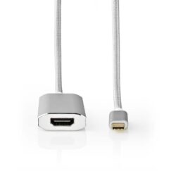 Nedis CCTB64680AL20 Usb-adapter Usb 3.2 Gen 1 Usb Type-c™ Male Hdmi™ Connector 2.00 M Rond Verguld Gebreid / Nylon Zilver Cover Window Box