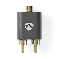 Nedis CATB22255AL Stereo-audioadapter 2x Rca Male 3,5 Mm Female Verguld Recht Aluminium Gunmetal 1 Stuks Cover Window Box