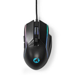 Nedis GMWD510BK Gaming Muis Bedraad Dpi: 800 / 1200 / 2400 / 3200 / 4800 / 7200 Dpi Instelbare Dpi Aantal Knoppen: 6 Programmeerbare Knoppen Rechtshandig 1.50 M Led