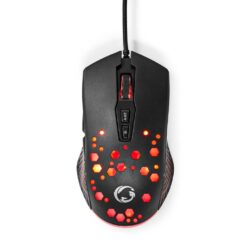 Nedis GMWD410BK Gaming Muis Bedraad Dpi: 800 / 1200 / 2400 / 3200 / 4800 / 7200 Dpi Instelbare Dpi Aantal Knoppen: 7 Programmeerbare Knoppen Rechtshandig 1.50 M Rgb