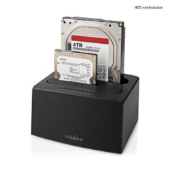 Nedis HDDUDB3210BK Docking Station Voor Harde Schijf Usb 3.2 Gen1 Usb Type-a 2 Schijven 2.5 / 3.5 " Usb 3.2 Gen1 Docking Desktop