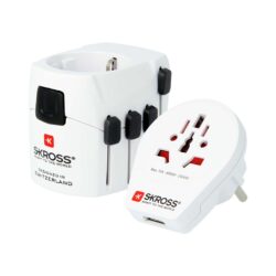 Skross 1302539 De Krachtige 3-polige Wereldreisadapter Voor Reizigers Van Over De Hele Wereld Met Usb-poort