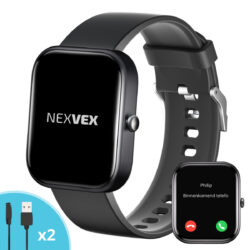 Nexvex® Deluxe Smartwatch voor Dames en Heren | 2.0 Inch | Zwart